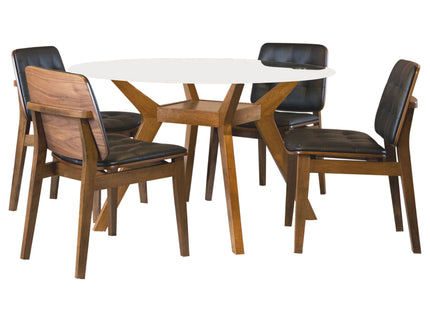 Flynn - 5 Piece Glass Top Dining Table Sets And Chairs - Brown