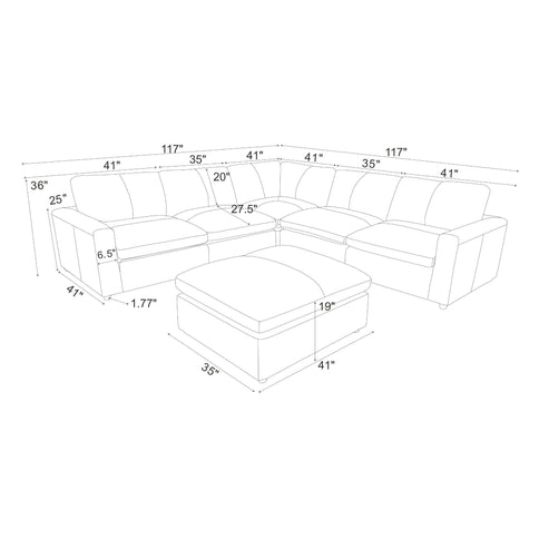 Upholstered Large Seating Modular Sectional