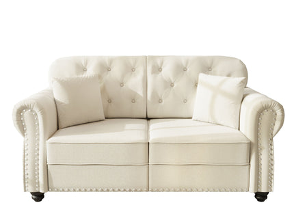 Upholstered Chesterfield Sofa With Nailhead Trim And Rolled Armrests