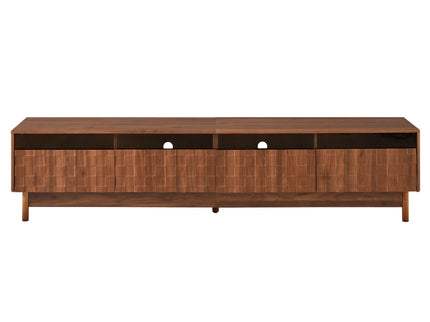 TV Stand With LED Lights And Glass Drawers For Living Room - Walnut
