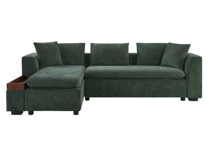 Modern L Shaped Sectional Sofa With Upholstery And Wooden Storage