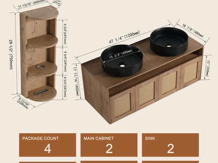 Bathroom Vanity & Art Sink And Storage Rack, Float Mounting Design
