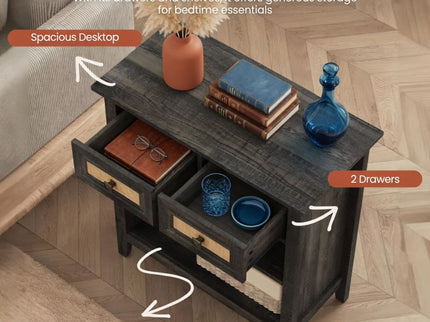 Storage Cabinet With 2 Drawers And 2 Shelves - Coffee