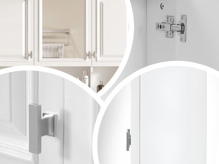 Modern Wall Mounted Mirror Medicine Cabinet With Open Shelves, Adjustable Interior, Storage Over Toilet