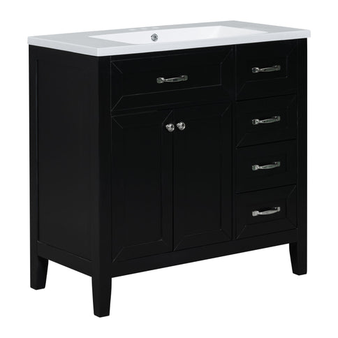 Modern Bathroom Vanity With Sink, Freestanding With Drawers And Doors