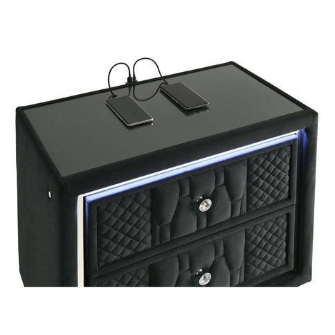 Bedroom Set With LED Lighting And Charging Nightstand