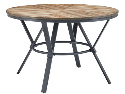 Modern Style Indoor Dining Round Table With Metal Legs - Light Birch