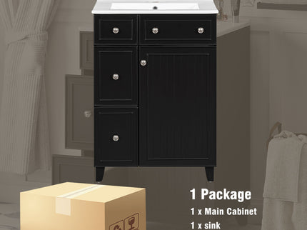 Transitional Style Bathroom Vanity Cabinet With Ceramic Sink