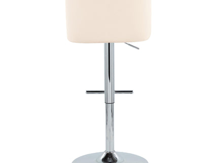 Toriano - Contemporary Adjustable Barstool With Swivel With Straight T Footrest (Set of 2) - Cream / Chrome