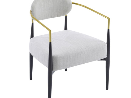 Mid Century Modern Upholstered Accent Armchair With Tapered Legs - Beige / Black / Gold