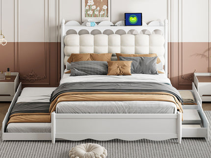 Storage Platform Bed, With 2 Big Drawers, Trundle, One Set Of Sockets & USB Ports