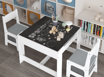 Kids Table And Chair Set, 3 In 1 Activity Table With Storage Drawer For Toddlers Drawing, Reading, Crafts, 2 In 1 Detachable Top - White