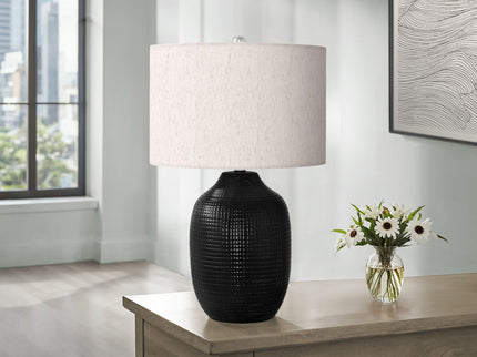 Lighting, Table Lamp, Ceramic, Contemporary - Black / Cream