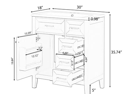 Modern Bathroom Vanity With Sink Combo, 3 Drawers