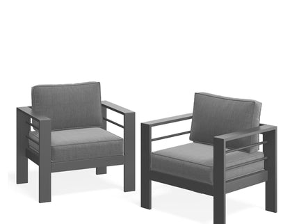 Modern All-Weather Patio Armchairs With Thick Cushions (Set of 2)