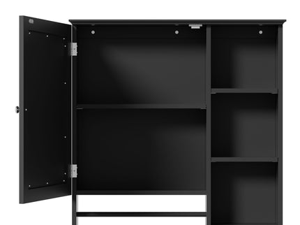 Wall Mounted Bathroom Storage Cabinet, Medicine Cabinets With Large Mirror Door, Adjustable Shelves And Three Open Storage Levels(Not Include Bathroom Vanity)