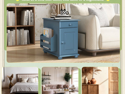 Vintage Flip Top Side Table With USB Ports