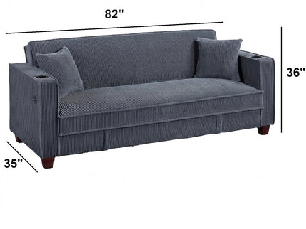 Modern Convertible Sofa With Hidden Storage USB Port, Cup Holder