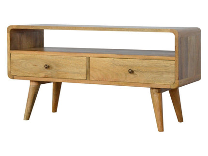 Solid Wood Curved Media Unit