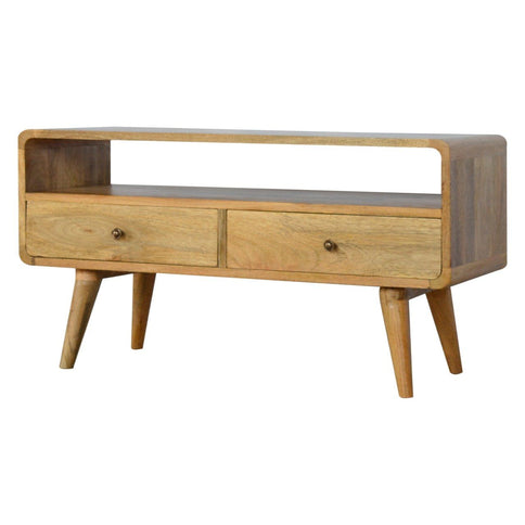 Solid Wood Curved Media Unit