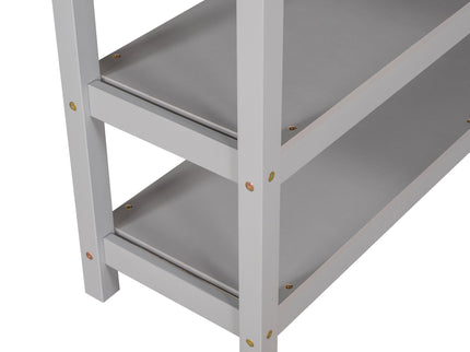 Loft Bed With Storage Shelves And Under Bed Desk
