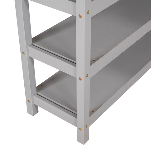Loft Bed With Storage Shelves And Under Bed Desk