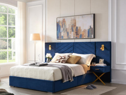 Comfortable Upholstered Bed With Vertical Channel Tufted Wingback Headboard