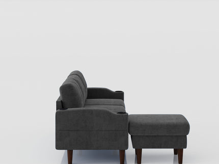 3 Seater Convertible Combination L Shaped Sofa With Footstools With Storage