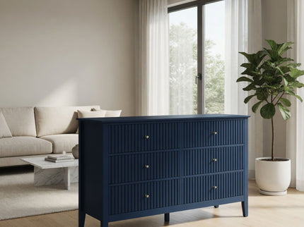 Modern 6 Drawer Fluted Dresser