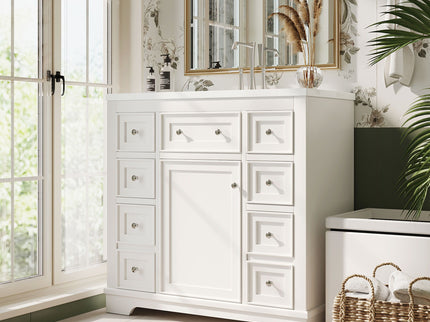 Modern Bathroom Vanity With Sink Combo, 6 Drawers And 1 Cabinet