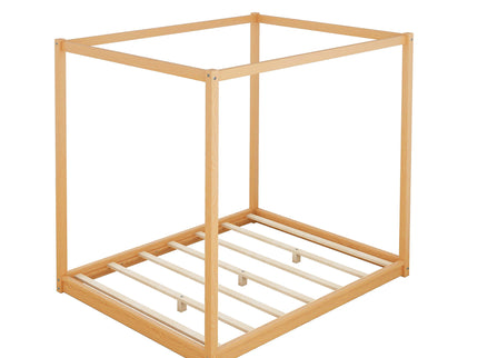 Wood Canopy Platform Bed With Support Legs And Airflow Slats