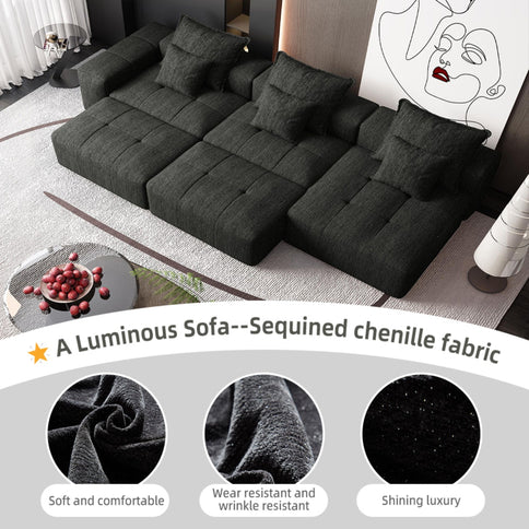 Modern Oversized Diy Combination, Modular Sectional Sofa With Pillows