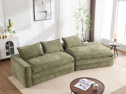 Modern Minimalist Modular Sectional Sofa With Deep Seats And Right Facing Chaise