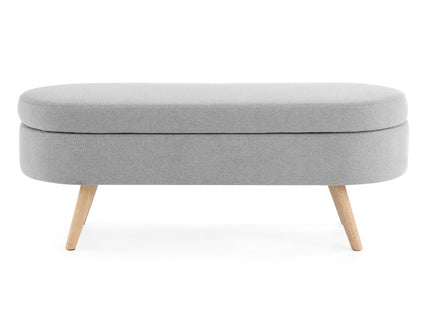 Ottoman Oval Storage Bench With Rubber Wood Legs Linen - Gray