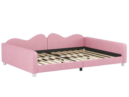 Upholstered Daybed, Sherpa Fabric Sofabed With Cloud-Shaped Backrest