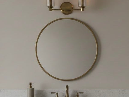 Regal - Double Light Vanity With Clear Ribbed Satin - Antique Brass / Clear