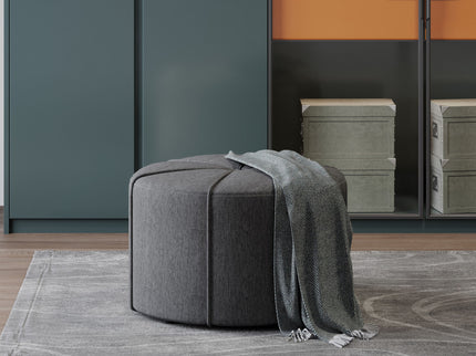 Contemporary Ottoman With Tonal Piping And Button Tuft Design