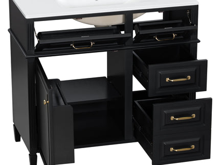 Modern Bathroom Vanity With Sink Top, Flip Drawer Design