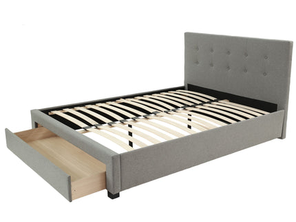 Bed With Tufted Headboard And Storage Drawer