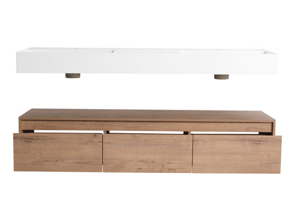 Contemporary Wall Mounted Bathroom Vanity With Dual Resin Sink And Soft Close Drawer