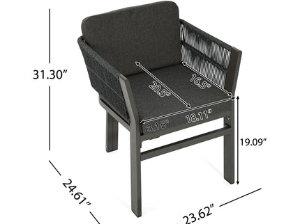 7 Piece Outdoor Dining Set With Table And 6 Chairs - Black / Teak / Gray