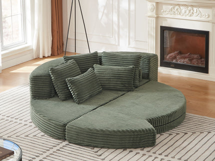 Semi Circular 2 In 1 Sofa Bed With Neck Pillow And Throw Pillows