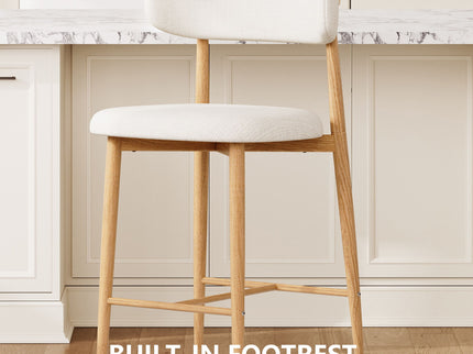 Upholstered Counter Height Bar Stools For Kitchen Island (Set of 2) - Beige