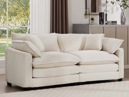 Modern 2 Seater With 4 Pillows, Upholstered Deep Seating Loveseat