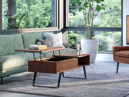Lowry - Lift Top Coffee Table - Distressed Charcoal Brown