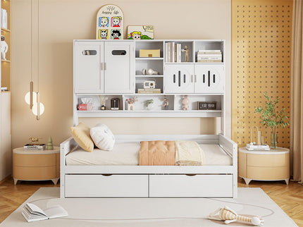 Daybed With All-In-One Cabinet And Shelf