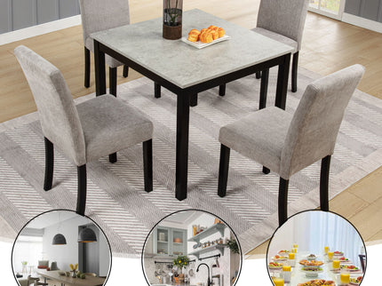 Modern 4 Person Dining Table Set With 4 Chairs