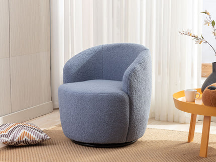 Teddy Fabric Swivel Accent Armchair Barrel Chair With Powder Coating Metal Ring