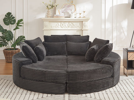 Round Oversized Sofa Bed With 5 Throw Pillows