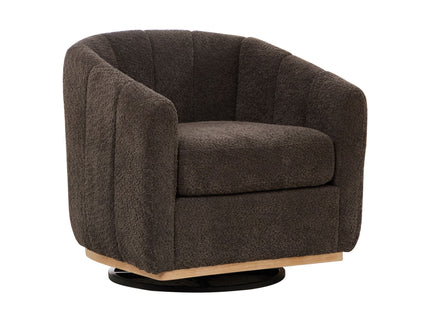 Swivel Upholstered Barrel Chair With Metal Base